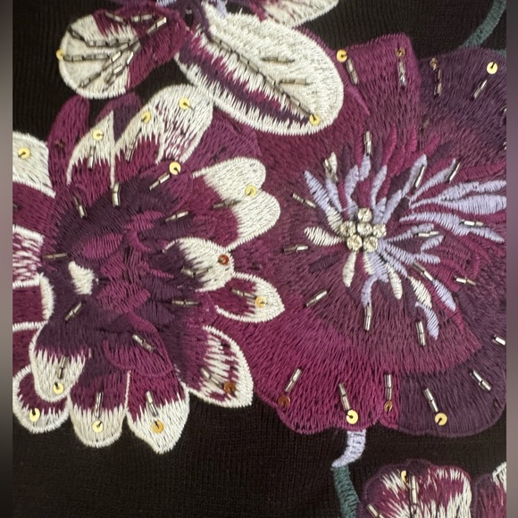 INC International Concepts black bell sleeve beaded floral mini dress NWT - Picture 8 of 11